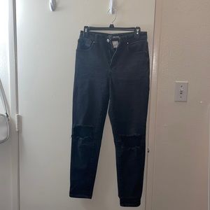 Black high-rise ripped jeans